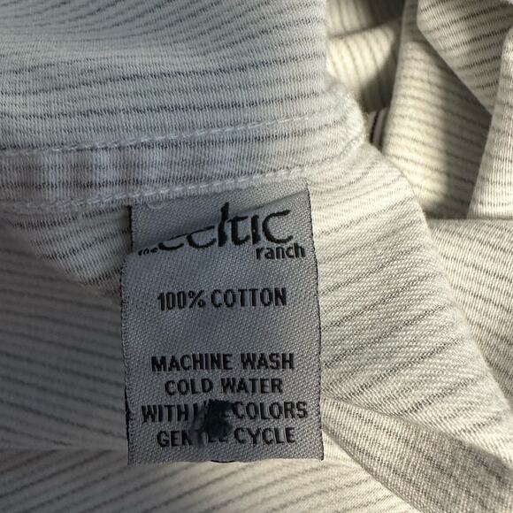 Weston Trading Celtic Ranchwear Irish Tradition Stripe Shirt Size XL Collarless - Picture 4 of 7